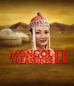 Explore the vibrant heritage of Mongolia with the Mongol Treasures 2 game by Endorphina, featuring a beautiful Mongolian woman dressed in traditional attire against a sunset-lit Mongolian steppe backdrop. This graphic evokes the essence of Mongolian history, offering a unique gaming experience. 