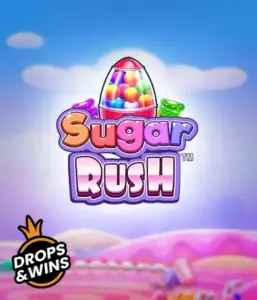 Experience the sweet world of the Sugar Rush slot game by Pragmatic Play, with a bright candy dispenser on a whimsical candy landscape. This image evokes the fun and excitement of the slot, enhanced with vivid candies and engaging typography. Great for candy lovers, offering hours of fun. 